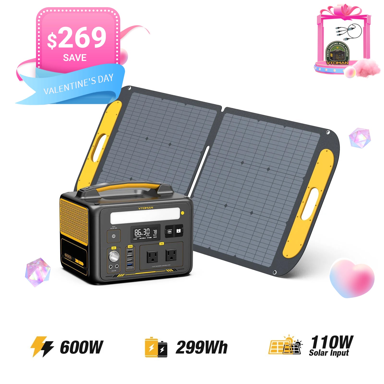 VTOMAN Jump 600X with 110W Solar Panel