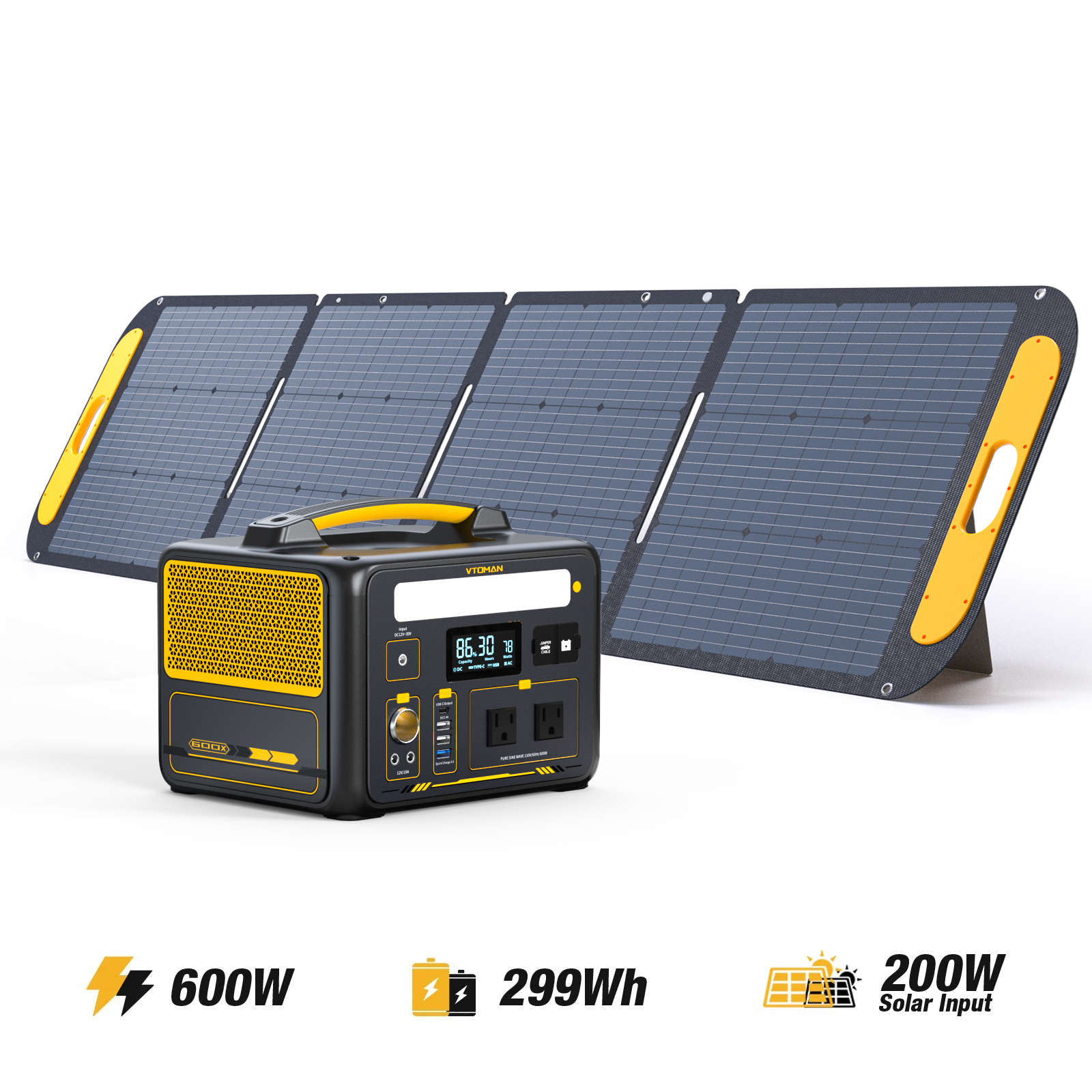 VTOMAN Jump 600X with 200W Solar Panel