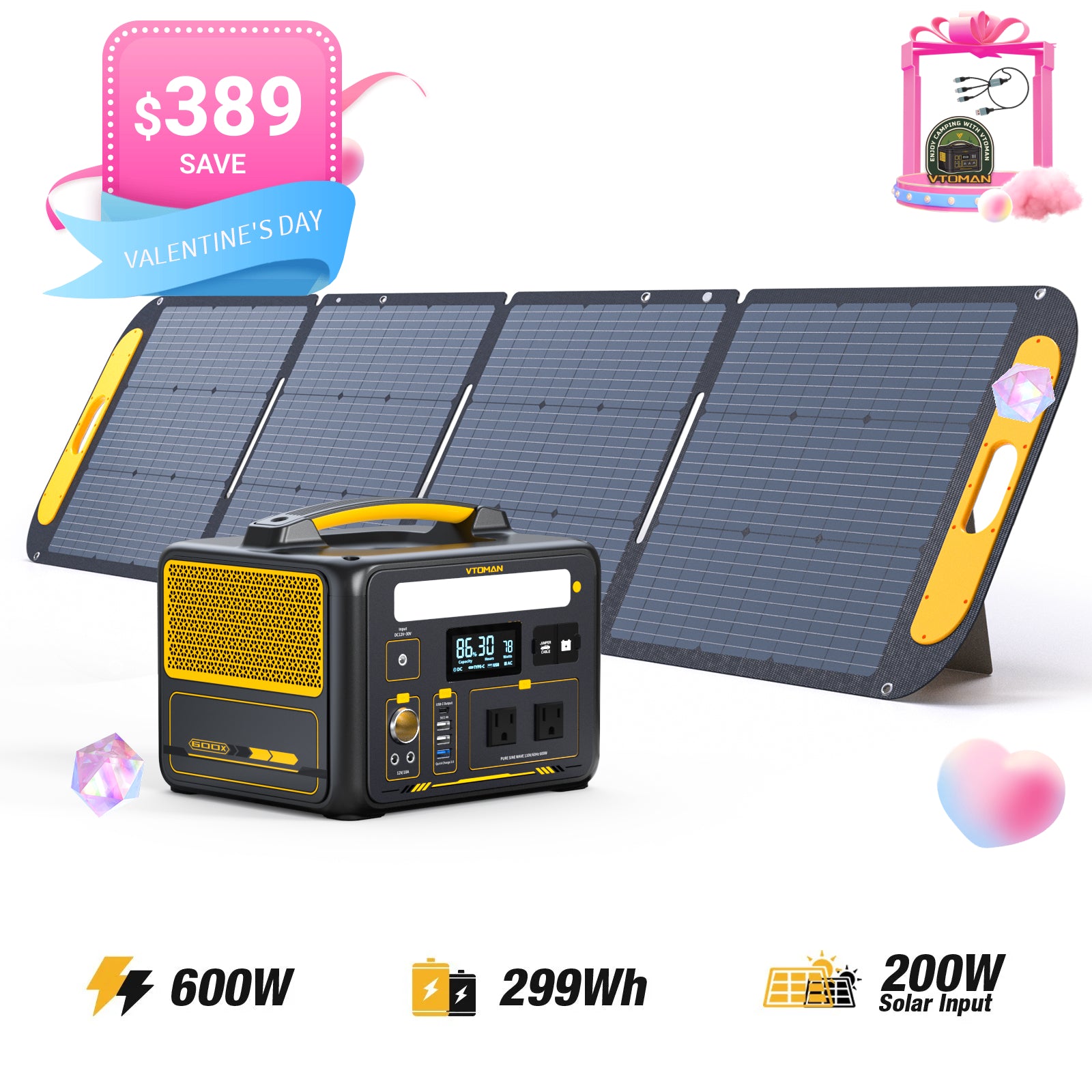 VTOMAN Jump 600X with 200W Solar Panel