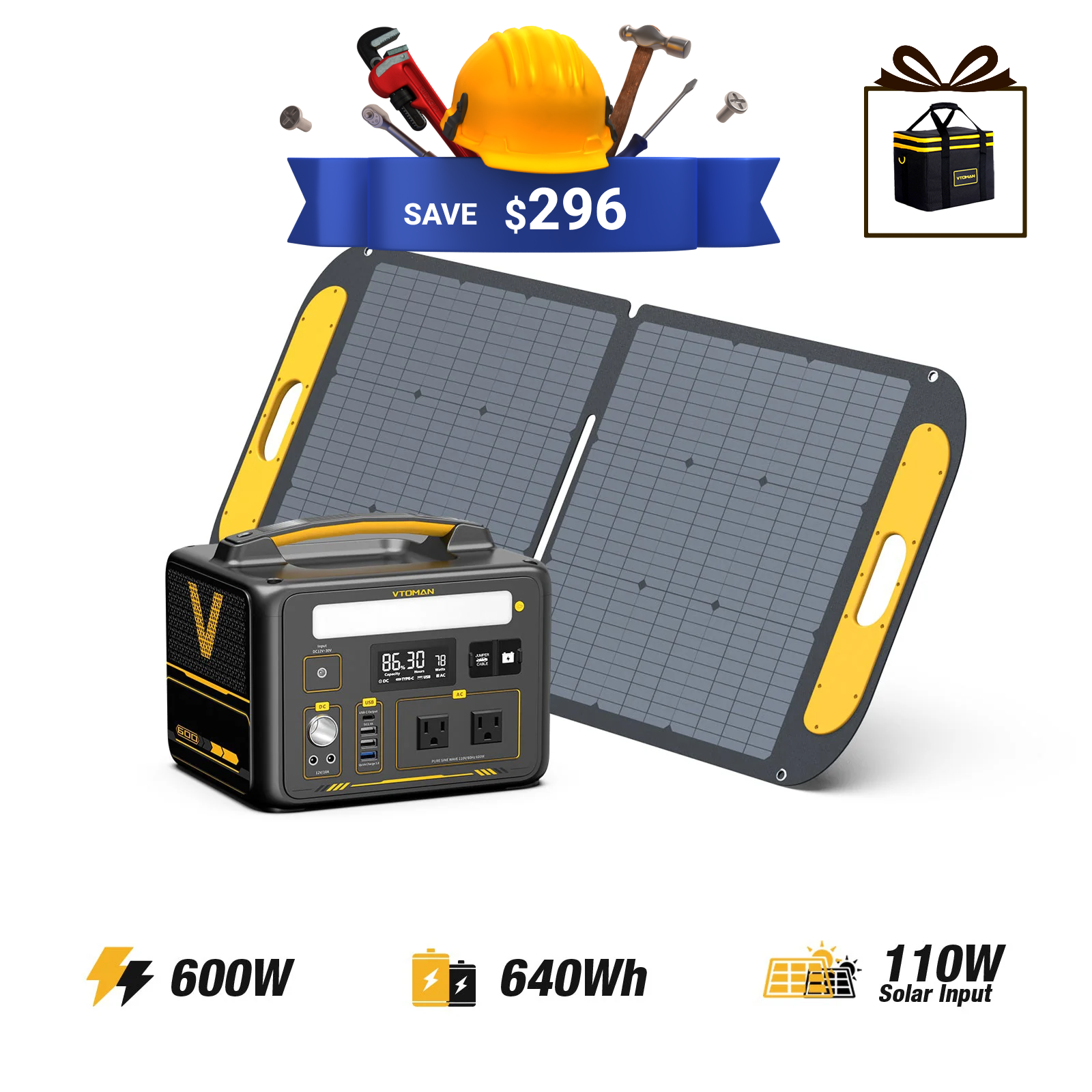 VTOMAN 110W Portable Solar Panel