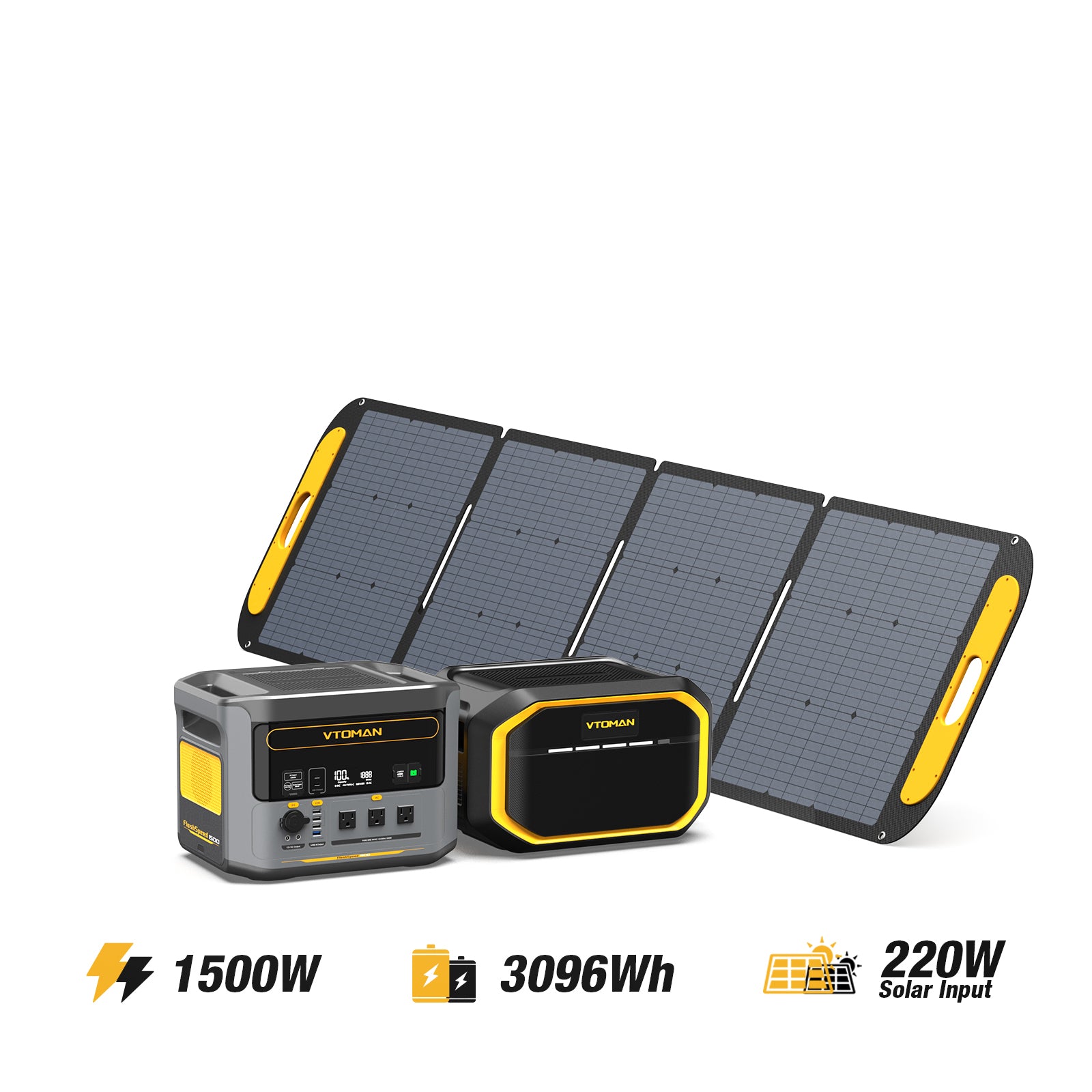 FlashSpeed 1500W/3096Wh 220W Solar Generator