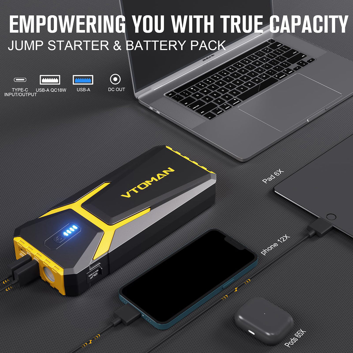 Arrancador VTOMAN V10 Pro amarillo 4500A (SOLO CANADÁ)